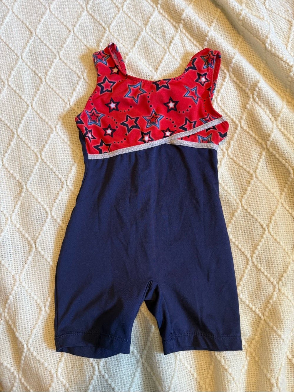 Freestyle Red and Navy Star Print Kids Leotard